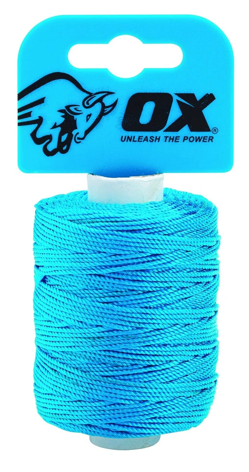OX Pro Tough Nylon Braided Builders Line Cyan - 105m / 350ft