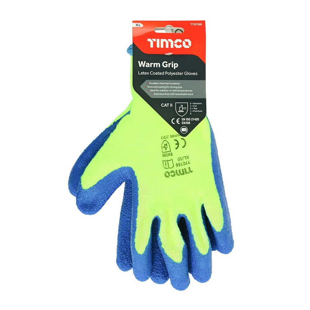 TIMCO Warm Grip Gloves - Crinkle Latex Coated Polyester - Decking Delivery