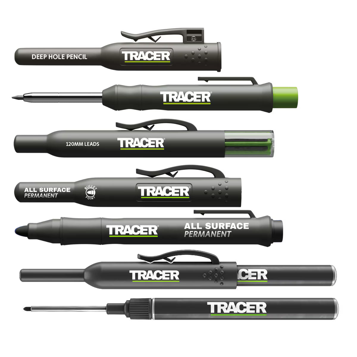 TRACER 5PC Construction Marker Kit with storage case