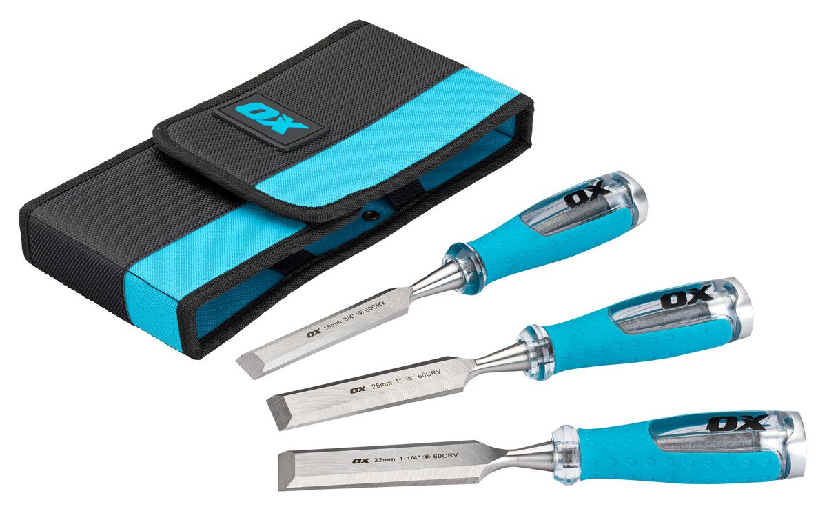 OX Pro Wood Chisel Set in Velcro Case