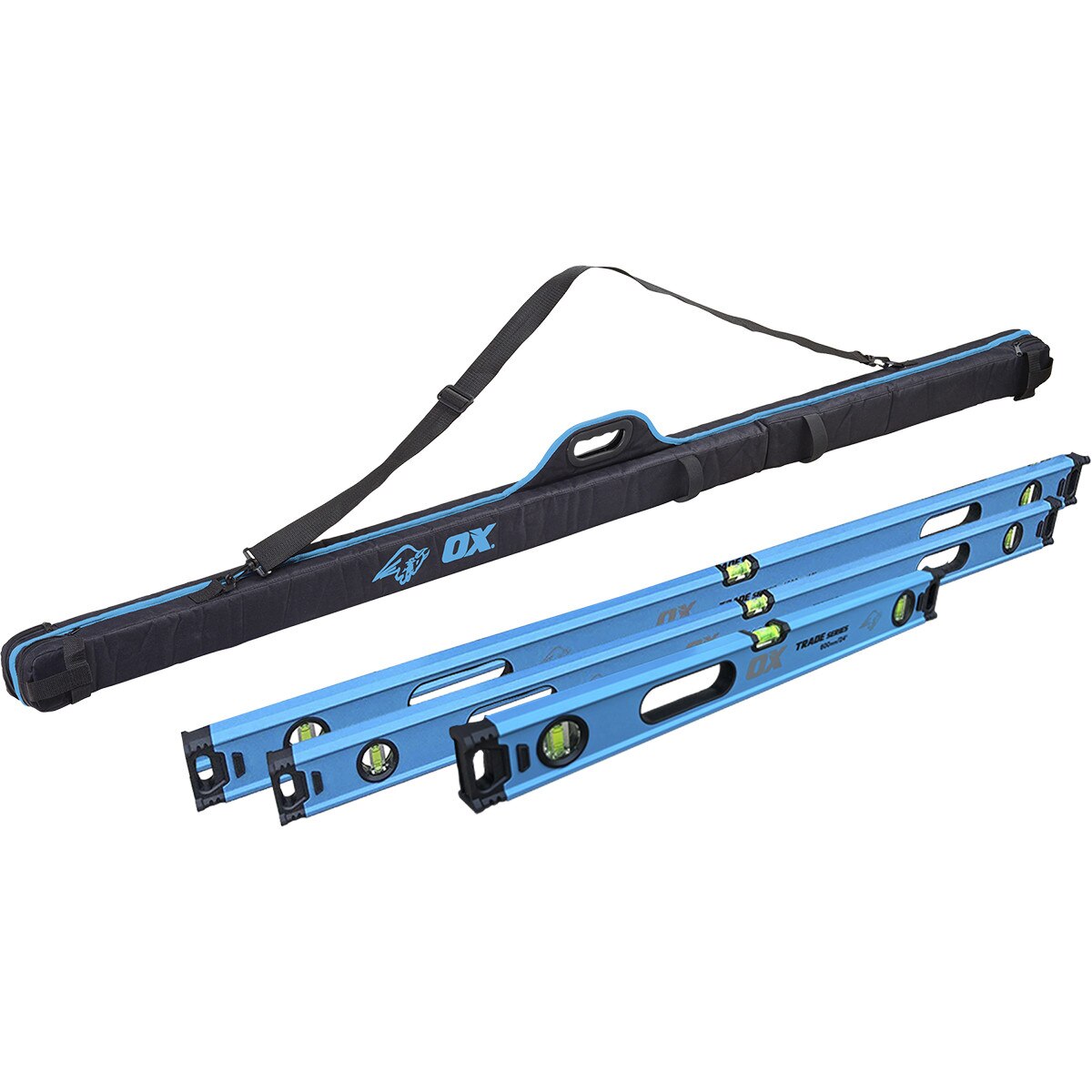 OX Pro Level Bag with 1800,1200 & 600mm Trade Levels