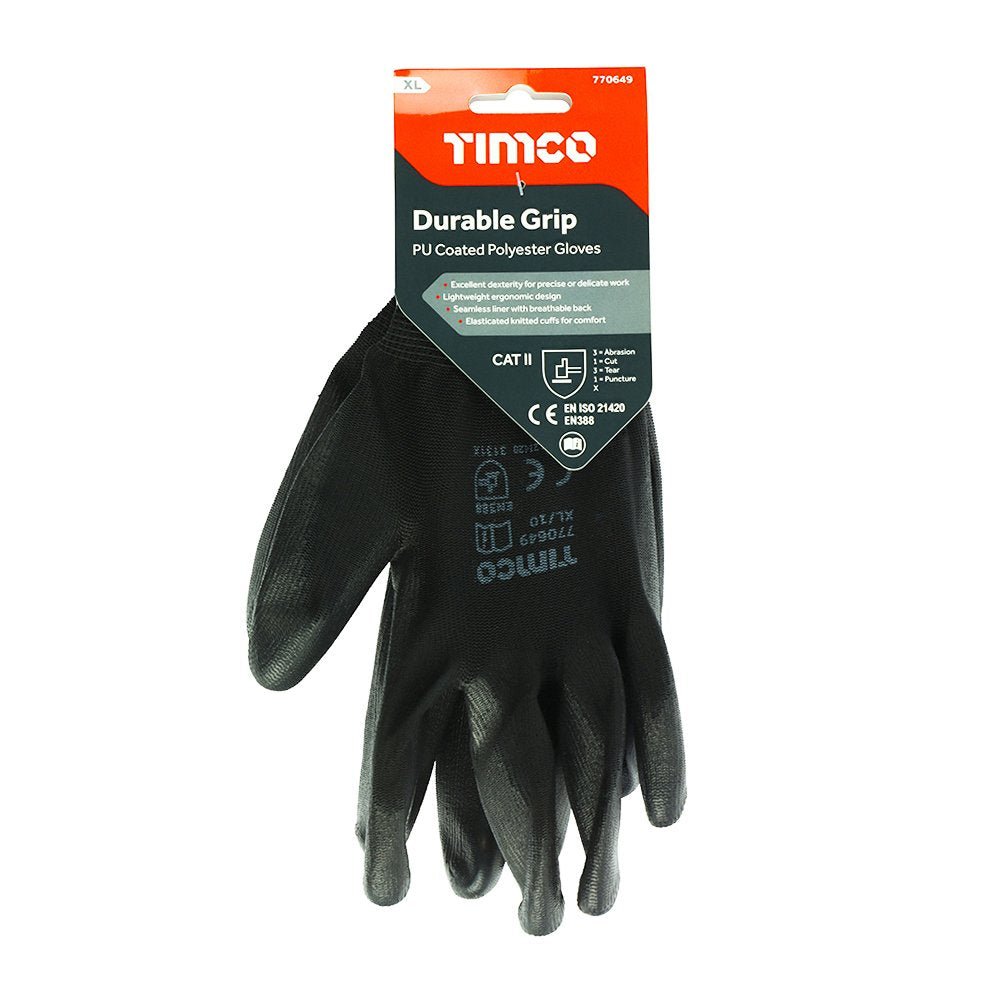 TIMCO Durable Grip Gloves - PU Coated Polyester - Decking Delivery