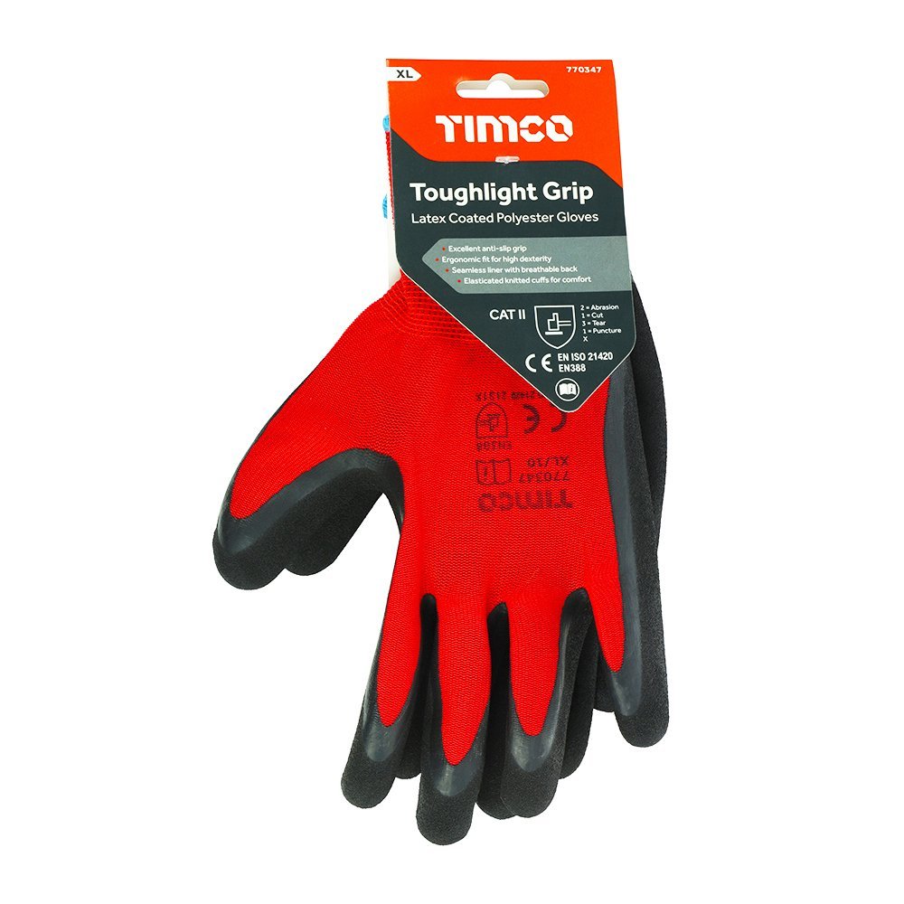 TIMCO Toughlight Grip Gloves - Sandy Latex Coated Polyester - Decking Delivery