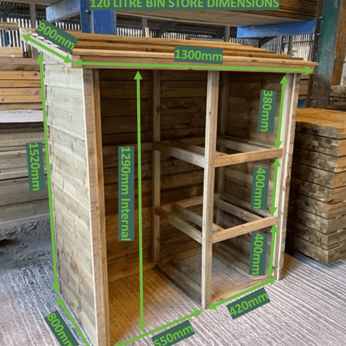 Wheelie Bin Store - For 120 Litre Bins - Decking Delivery